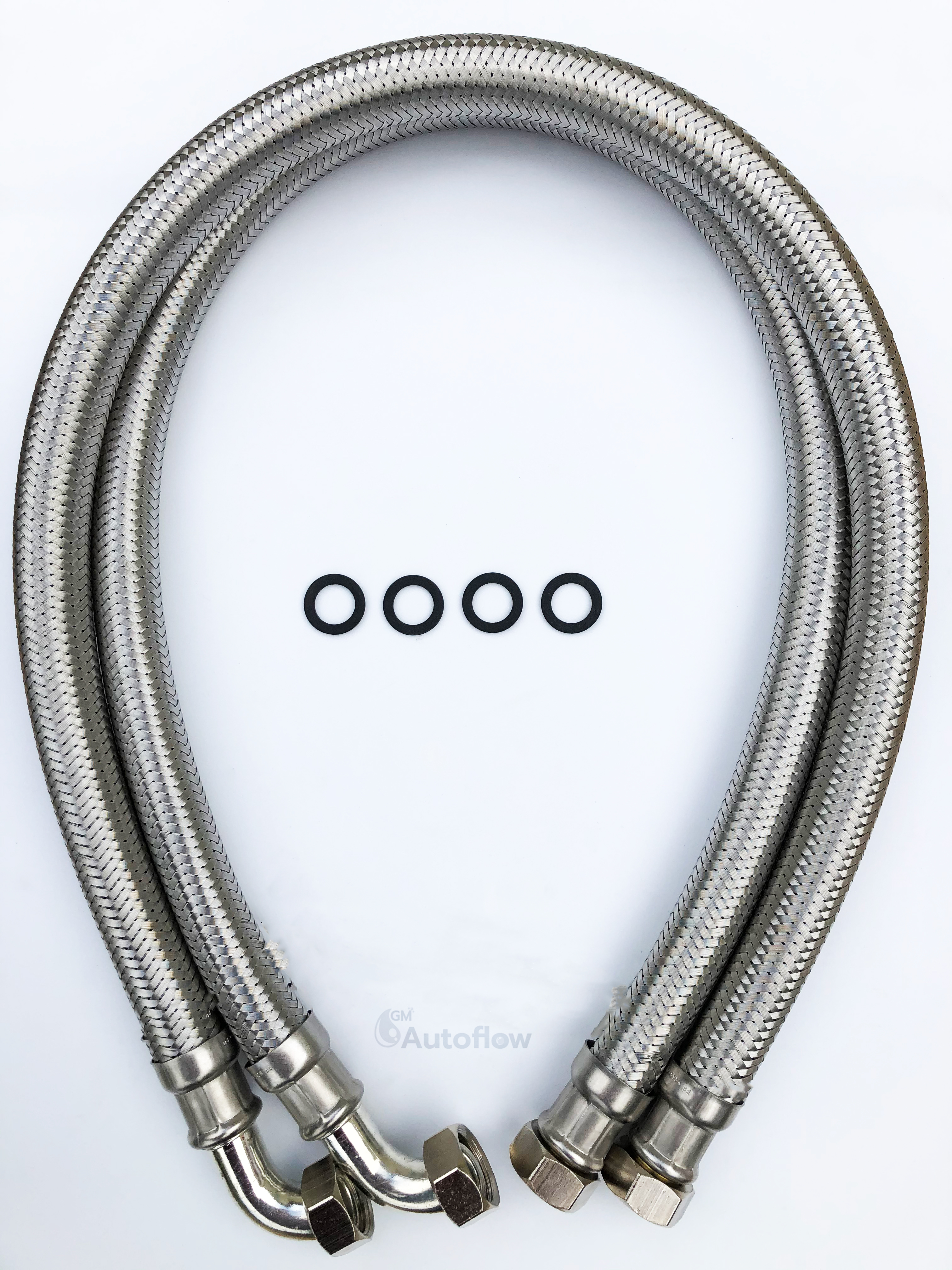 22mm Stainless Steel Hoses, 800mm long Pair AF703 - WRAS APPROVED