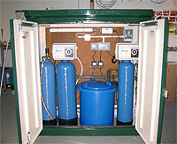 Water Softener System in cabinet